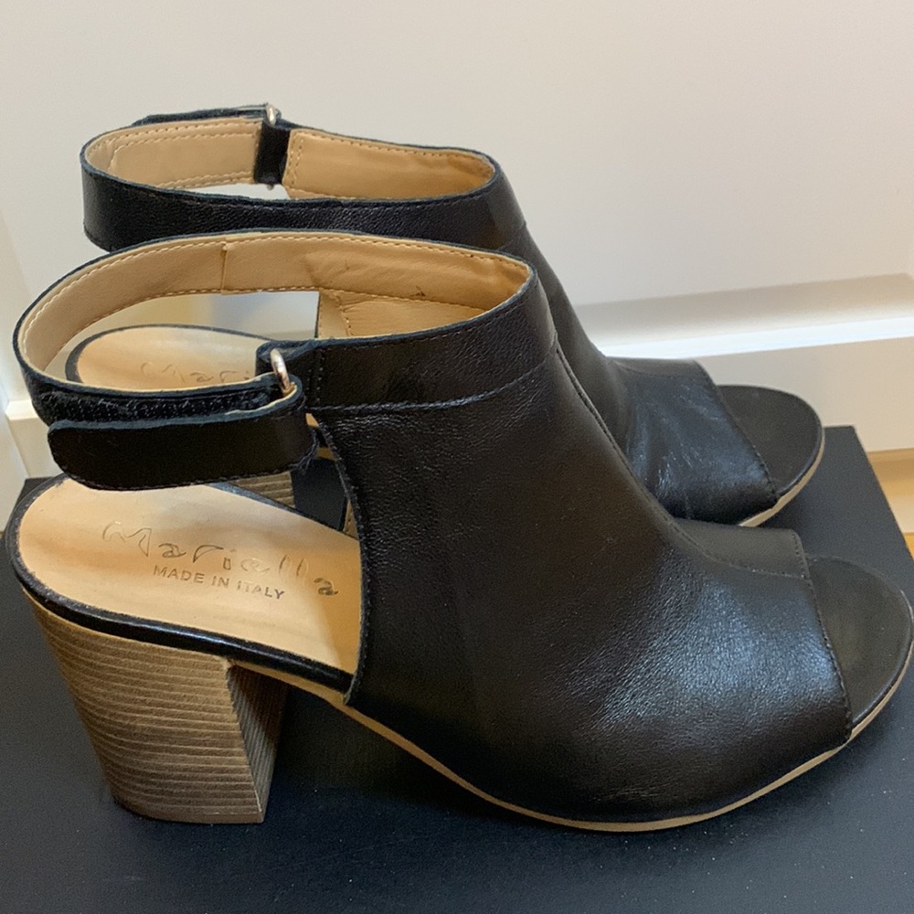 Mariella Open Toe Block Heels Upper Leather